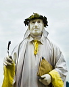 Human  statue  dressed as a scribe during the Carnival of the Mask in Venice