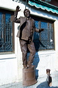 Man in costume as a chocolate figure during the Carnival of the Mask Venice.